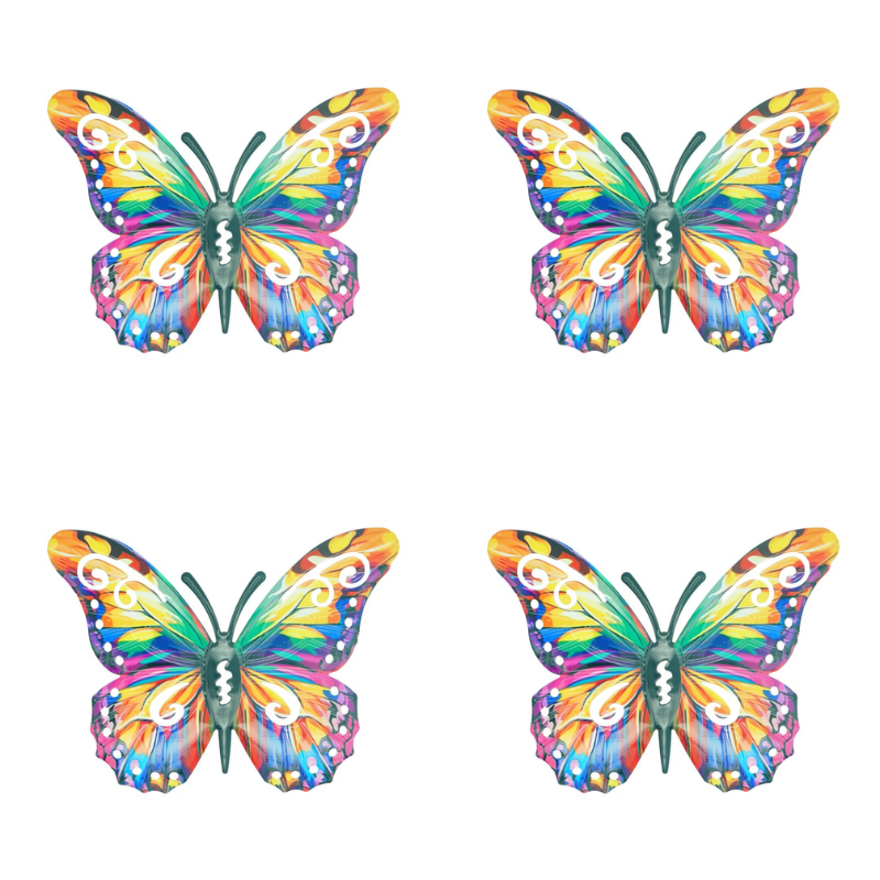 🦋Vibrant Metal Butterfly Wall Art – 4 Color Set