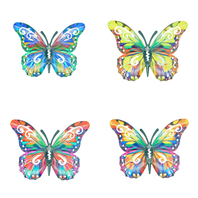 🦋Vibrant Metal Butterfly Wall Art – 4 Color Set