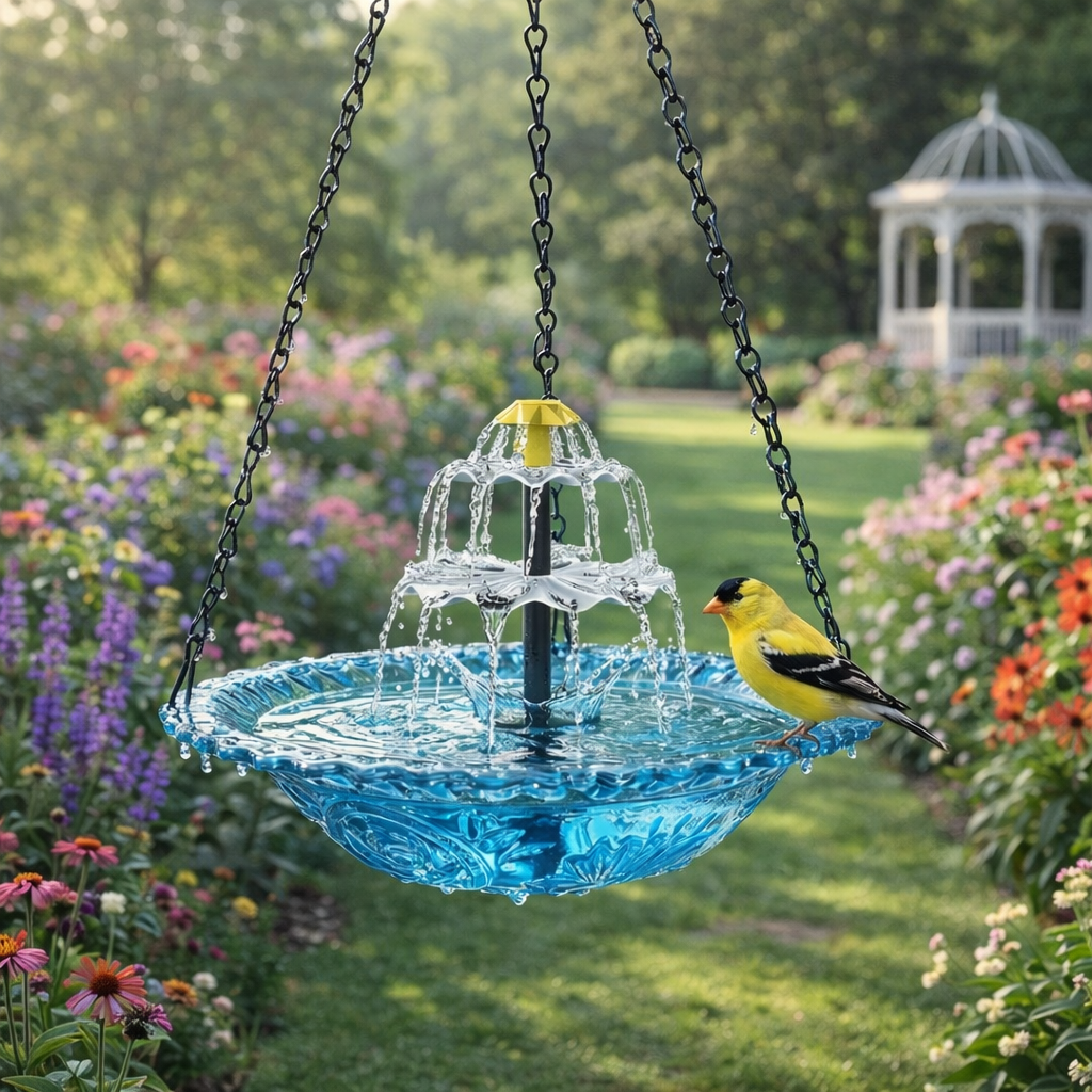 Solar Cascade Hanging Bird Bath Fountain