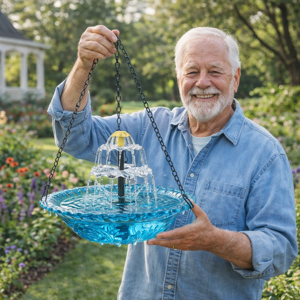 Solar Cascade Hanging Bird Bath Fountain